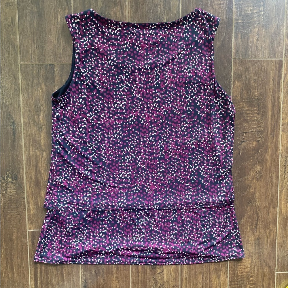 Melanie Lyne Burgundy Sleeveless Printed Top Small - Picture 2 of 9